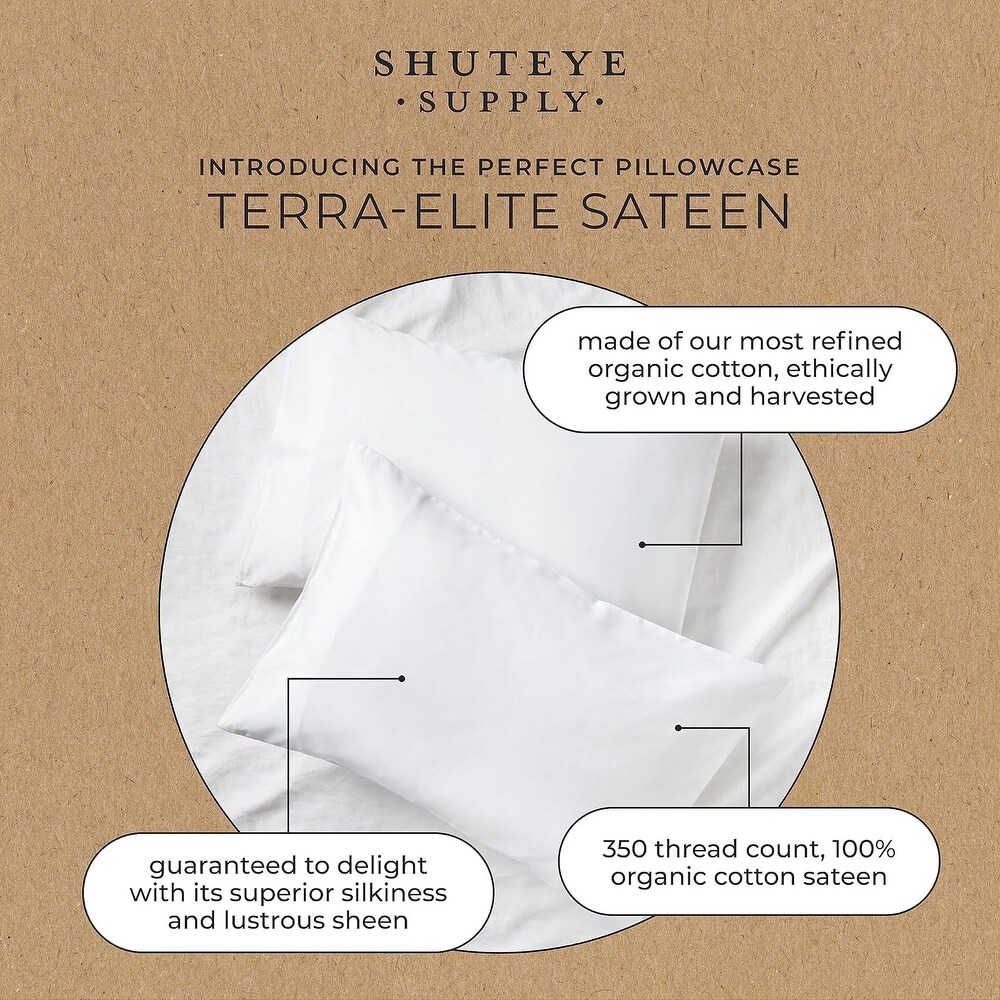 Shuteye Supply Pillow Case Set  Terra Elite Collection  20 x 40 Inch  Moonstone