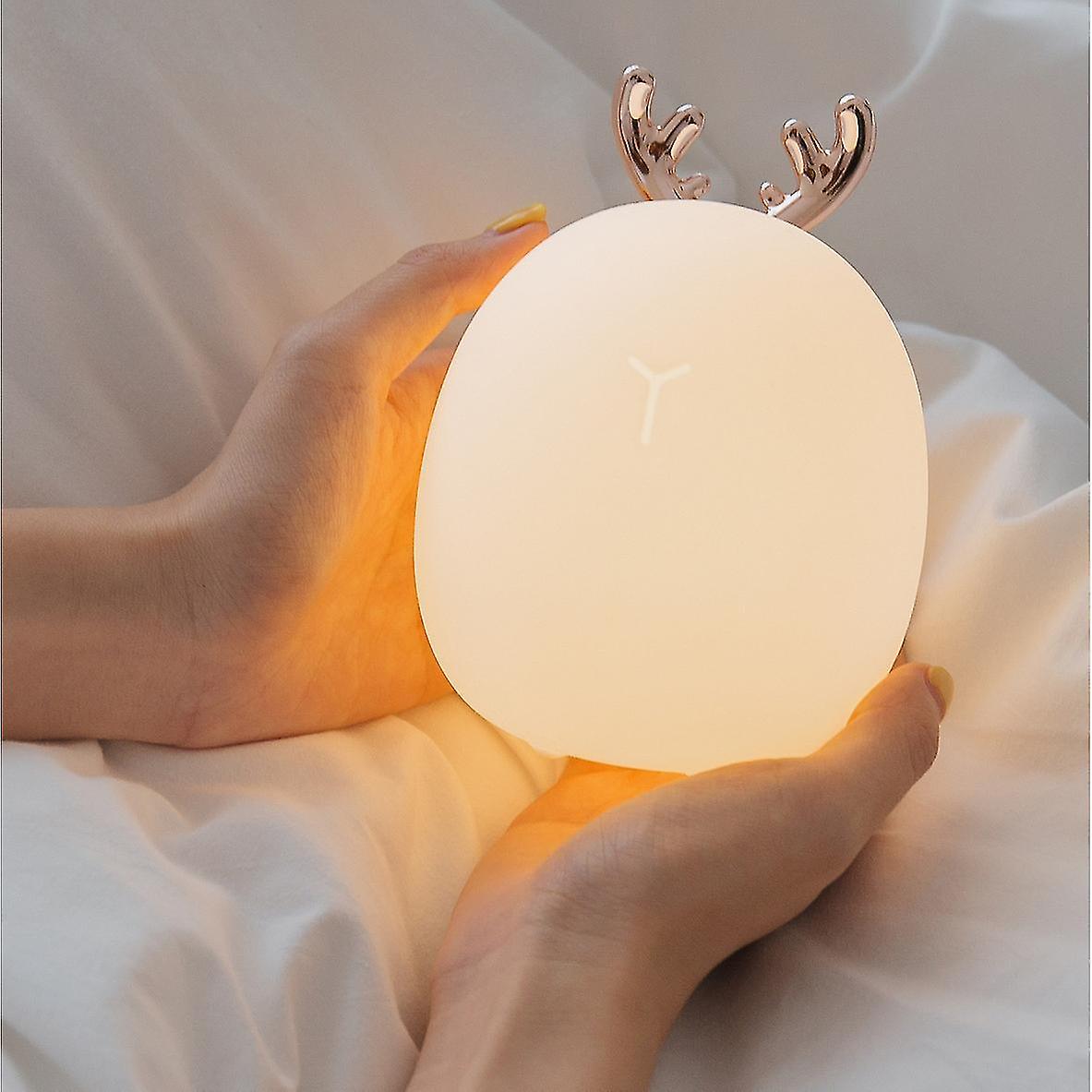 Table Lamps Lamp Cute Silicone Light Touch Pat Charging Night Light Children Cartoon Deer Rabbit Bed