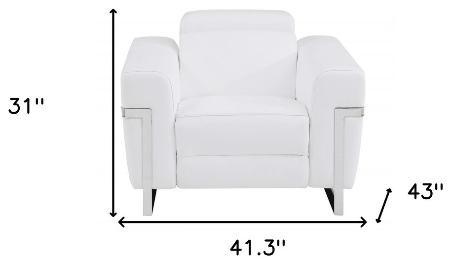 41 quotWhite Italian Leather Power Recliner Chair   Recliner Chairs   by HomeRoots  Houzz