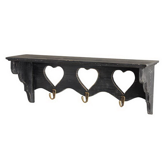 47th   Main K1157NRD Wooden Heart 3 Hook Rack