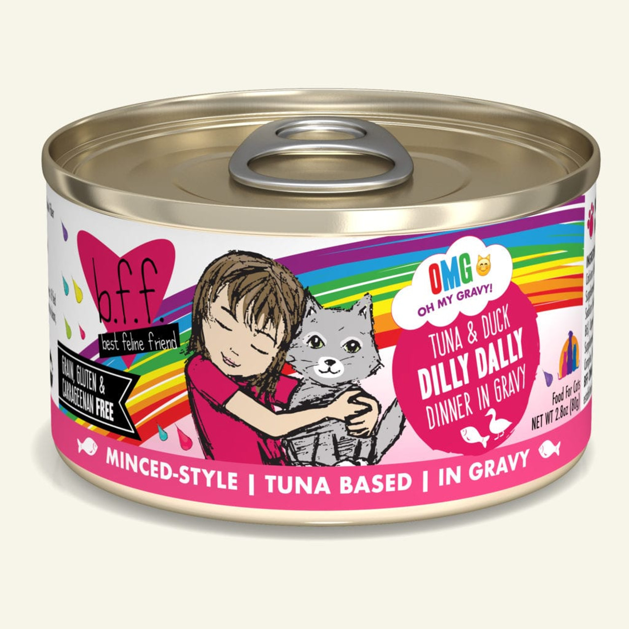 Weruva BFF OMG Dilly Dally Tuna and Duck Canned Cat Food， 2.8 Oz.