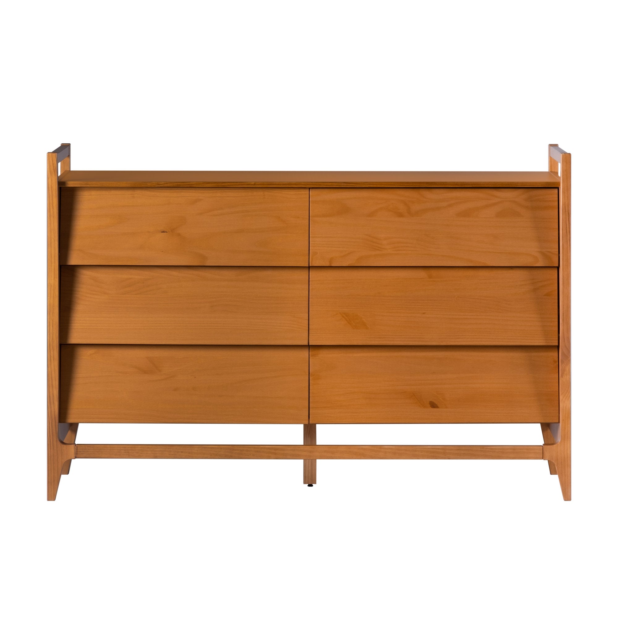 Manor Park Modern Angle-Front 6-Drawer Wood Dresser, Caramel