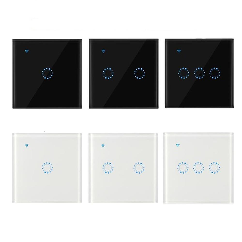 White 2 Wireless Switches Wifi Light Switch Smart Wall Compatible With Alexa Echo Google Home Assistant Control App Touchable Light Switch Phone For I