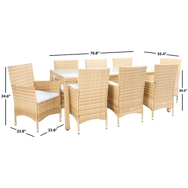 SAFAVIEH Outdoor Hailee 9Piece Wicker Dining Set