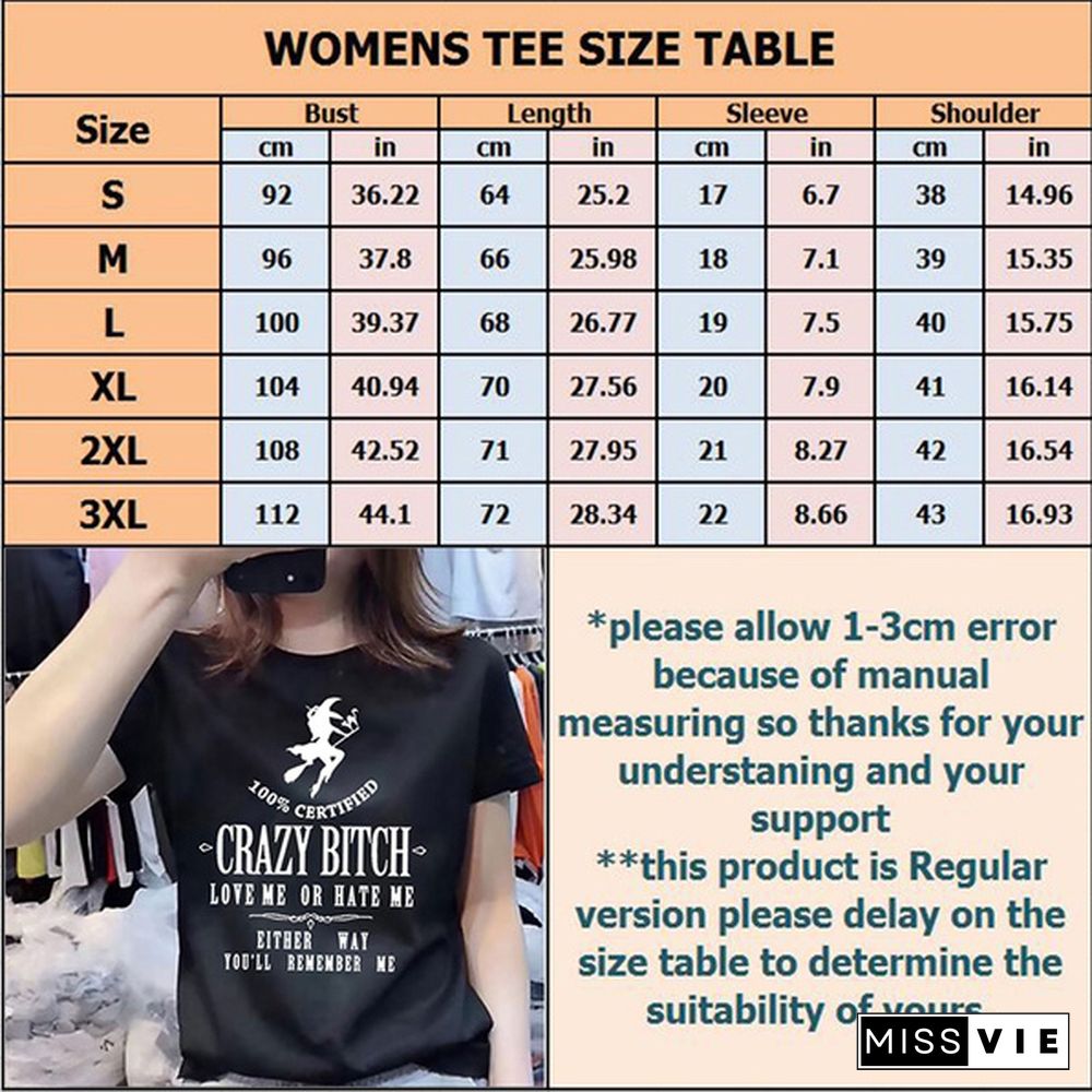 New Women's Funny Graphic Tees Crazy Bitch Shirt Short Sleeve TShirt Casual T-shirt