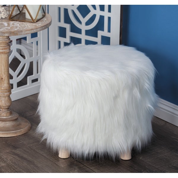 White Polyester Contemporary Stool 16 x 19 x 19 - 19 x 19 x 16Round