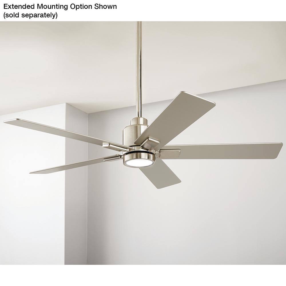 Hampton Bay Zandra 52 in. White Changing Integrated LED Brushed Nickel Smart Hubspace Ceiling Fan with Light Kit and Remote Included 92380