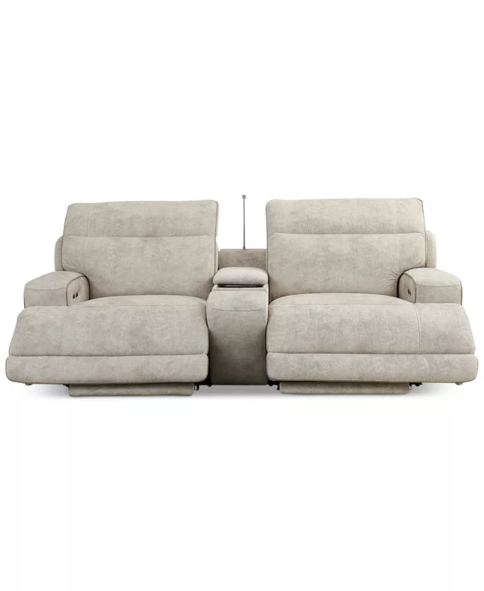 Furniture Sebaston 3-Pc. Fabric Sofa with 2 Power Motion Recliners and 1 USB Console