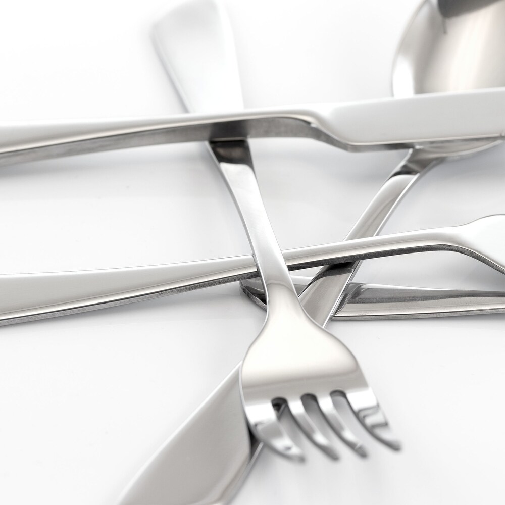 MegaChef Gibbous 20 Piece Flatware Utensil Set  Stainless Steel Silverware Metal Service for 4 in Silver