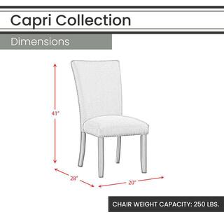 Hanover Capri 7-Piece Dining Set with Linen Side Chairs Natural Marble Table Top and Wood Trestle Base HDR015-7PC-WHT