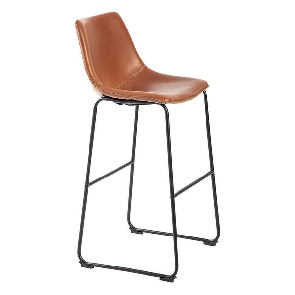 Wide Modern Faux Leather Counter Stool with Metal Legs(Set of 2)