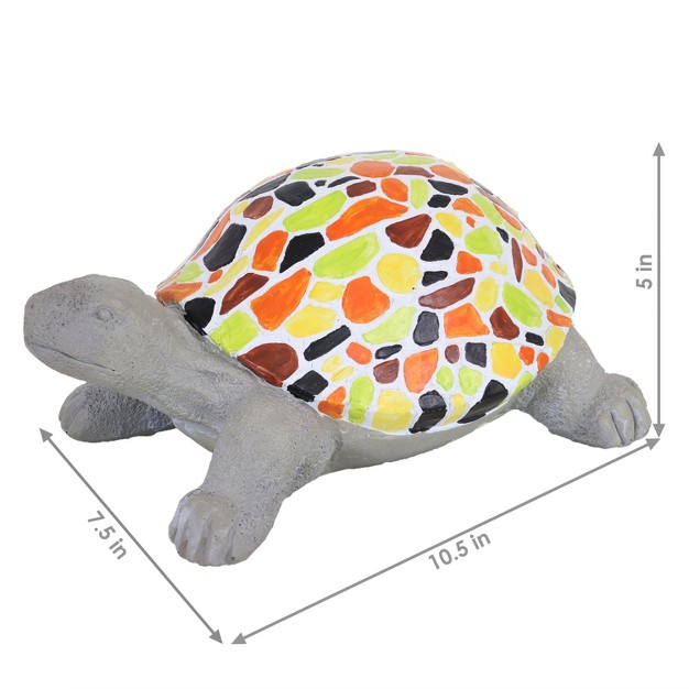 Mildred The Magnanimous Mosaic Polystone Turtle Statue With Hand painted Shell