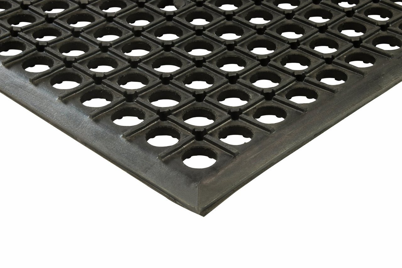 Erie Tools 3x5 Black Rubber Drainage Floor Mat 36 x 60 x 1/2