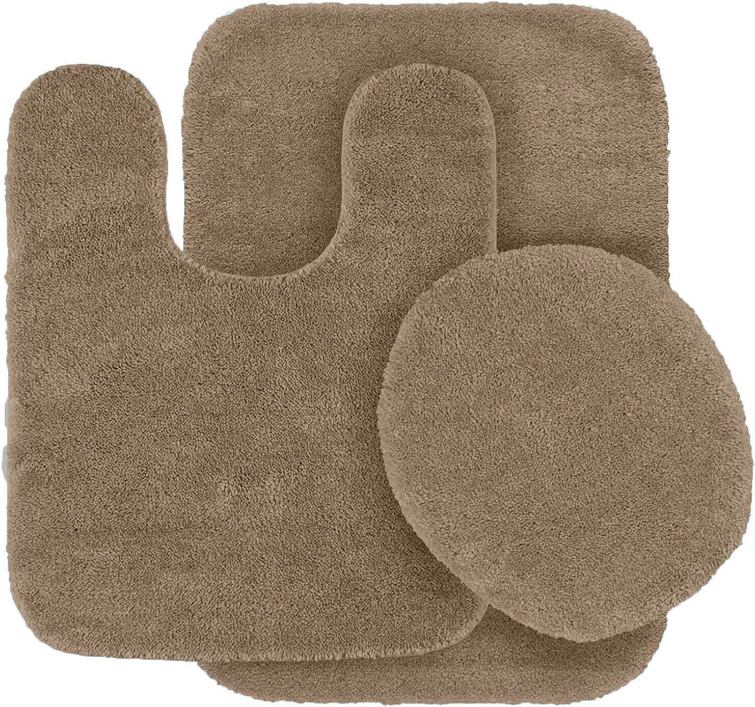 Taupe 3 pieces bathroom rug Non-Slip Set bath mats super soft plush with toilet lid cover #6