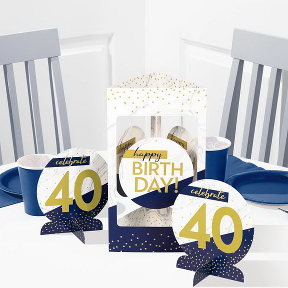 Creative Converting 357600 Navy And Gold Birthday ...