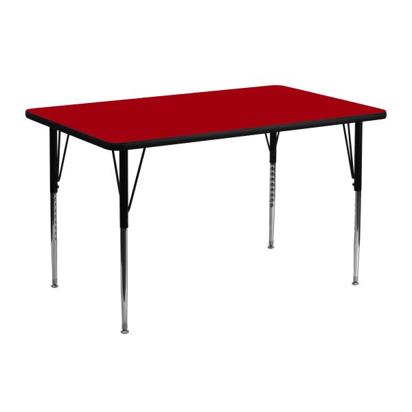 Flash Furniture 24''W x 48''L Rectangular Activity Table with Red Thermal Fused Laminate Top and Standard Height Adjustable Legs