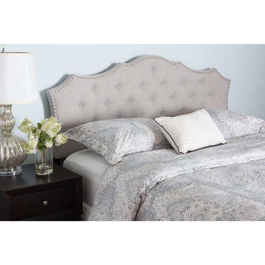 Aurora Modern and Contemporary Greyish Beige Fabric Queen Size Headboard   Transitional   Headboards   by Interiortrade  Houzz