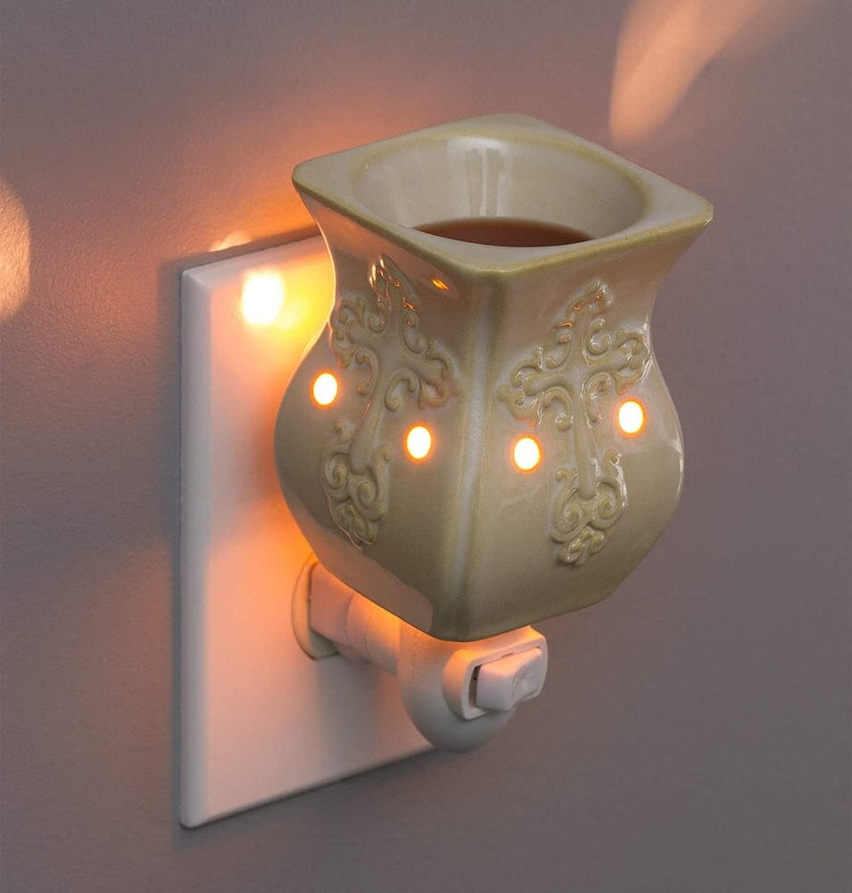 Plug-In Fragrance Wax Melt Warmer (Antique White Ceramic Accent)