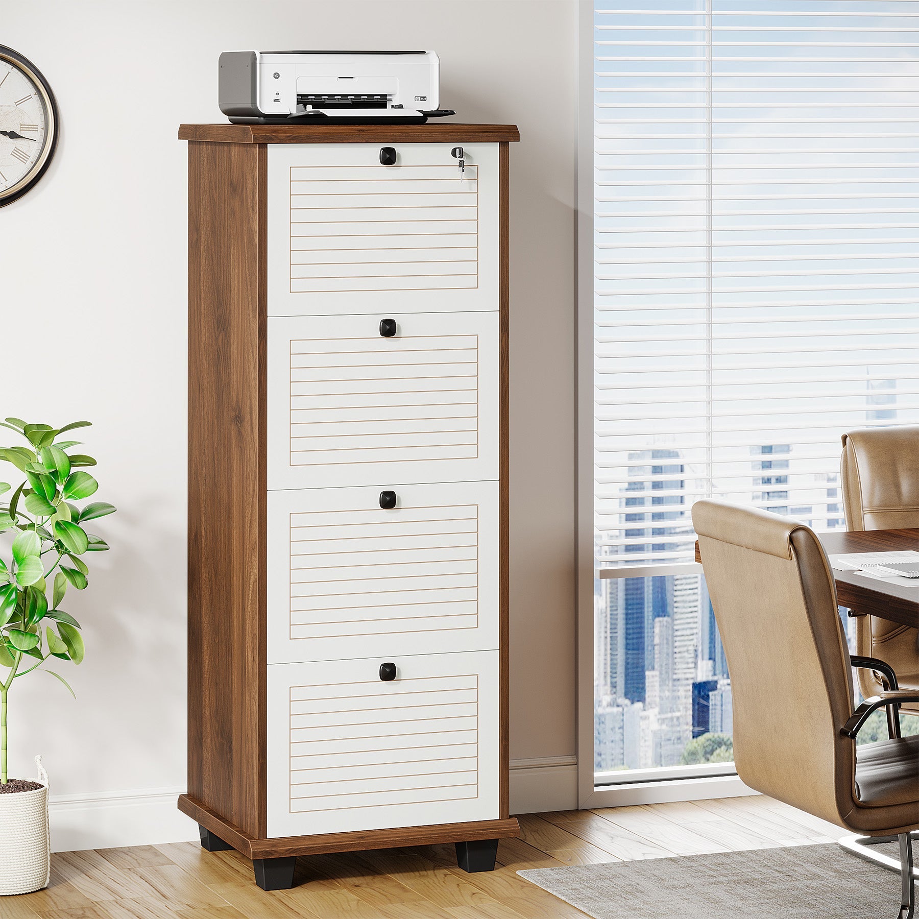 4-Drawer File Cabinet, Vertical Wood Filing Cabinet Storage Cabinet