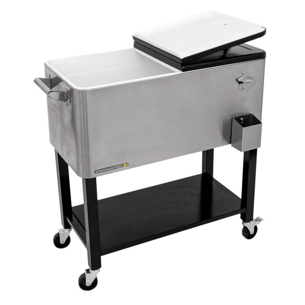 PERMASTEEL 80 qt. Stainless Steel Outdoor Patio Cooler with Removable Basin PS-223-SS