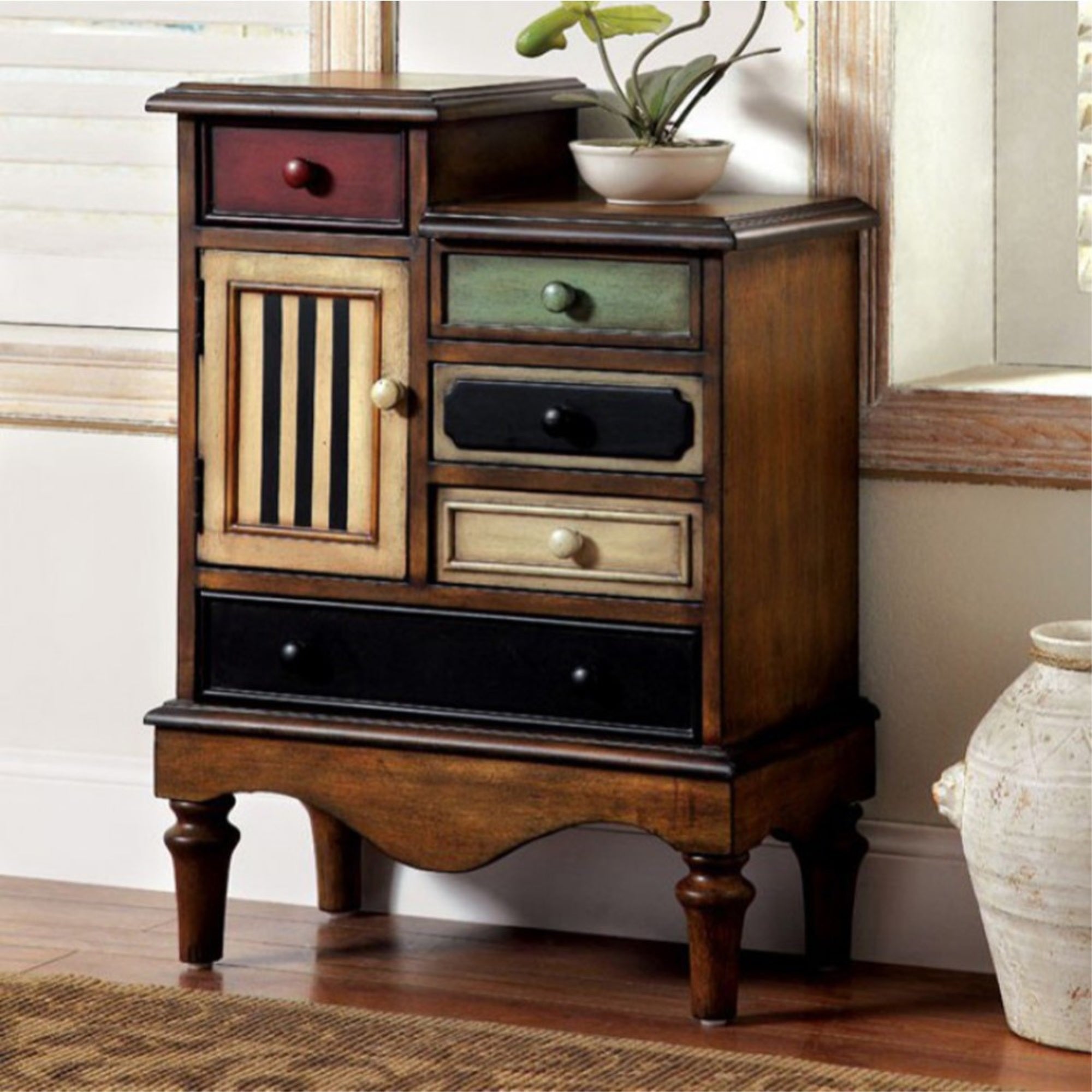 Benzara Vintage Style 5-Drawer Accent Chest