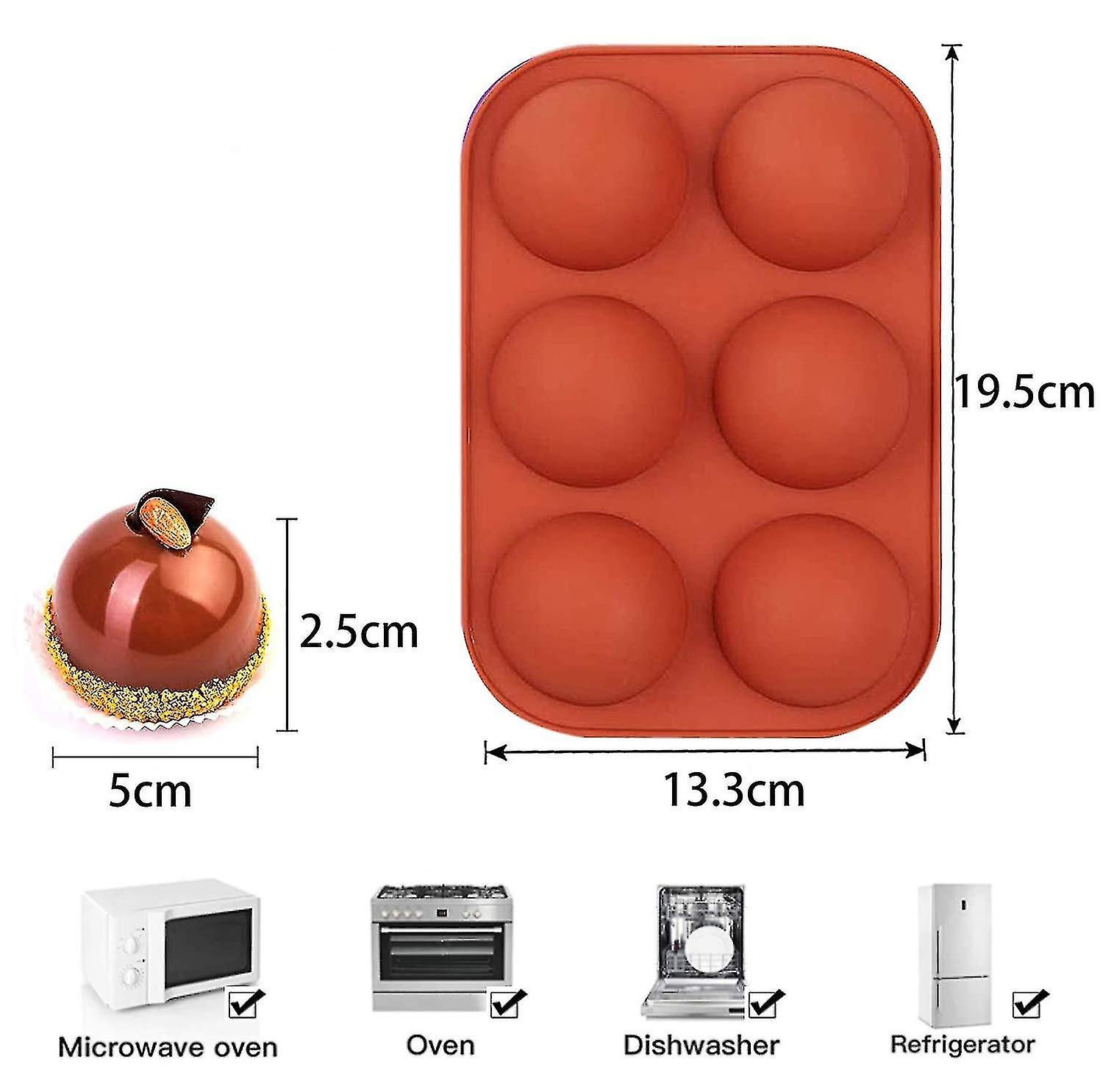 3pcs Semi Sphere Silicone Molds， 6-cavity Baking Mold Chocolate Moulds Round Shape Half Sphere Molds For Making