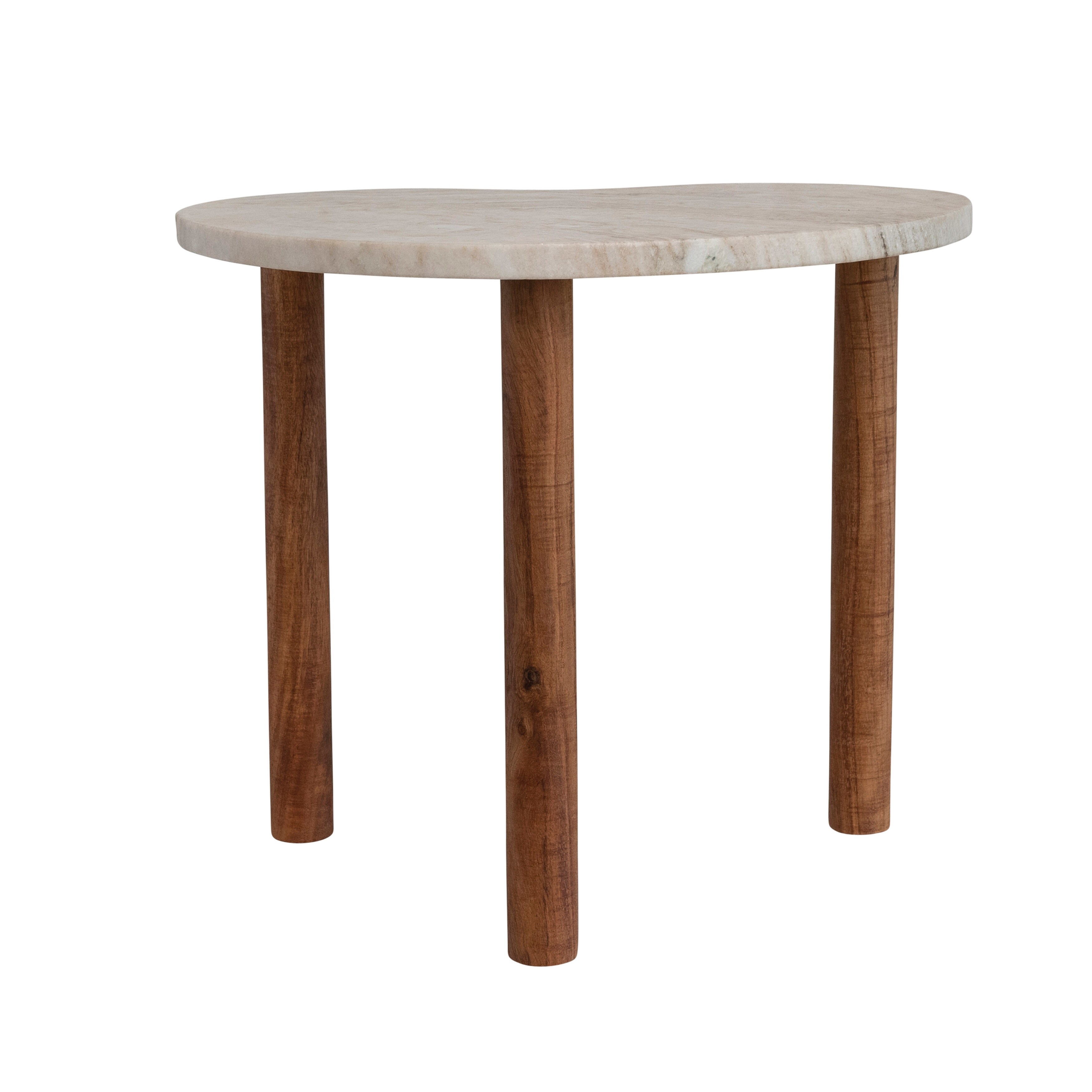 Organically Shaped Marble and Wood Side Table - 20.0