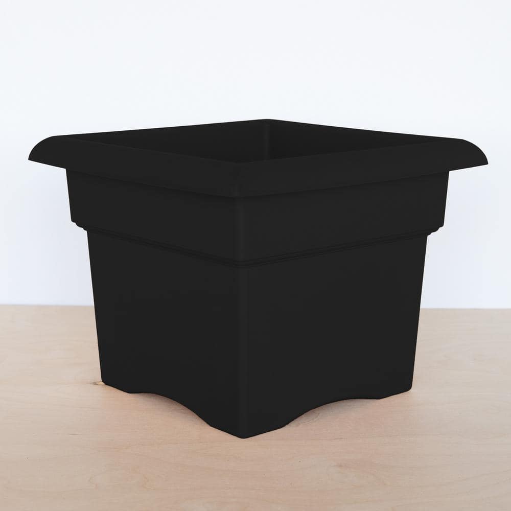 Bloem Veranda Square 18 in. Black Plastic Deck Box Planter 57918