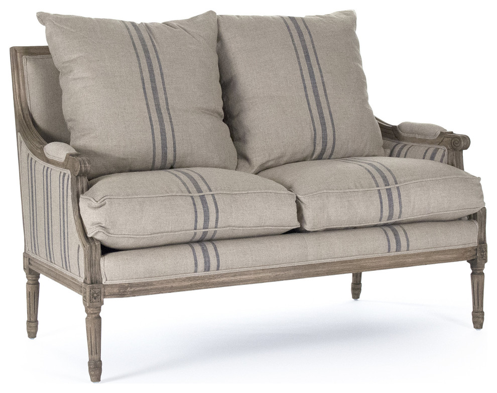 Louis Settee  English Linen   Farmhouse   Loveseats   by Nook  ampCottage  Houzz