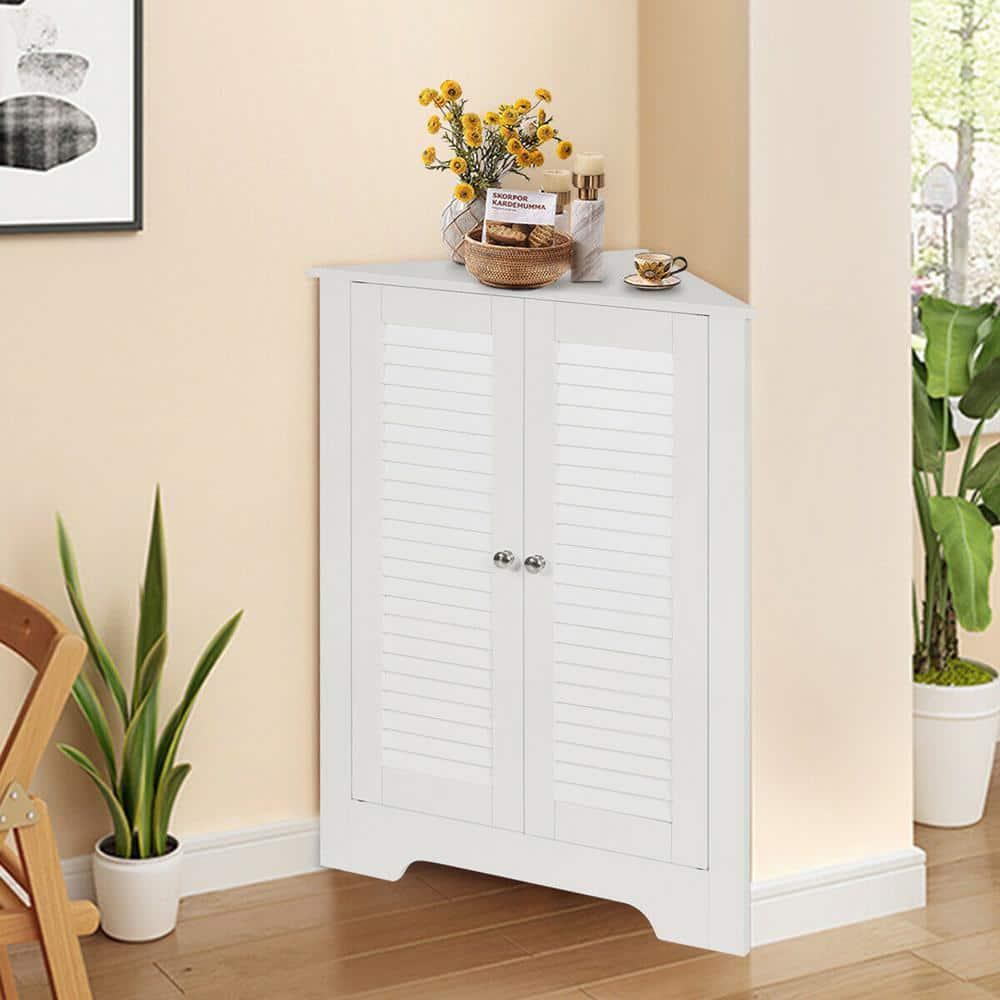 CASAINC 25 in W Adjustable Corner Storage Wall Cabinet with Shutter Doors in White