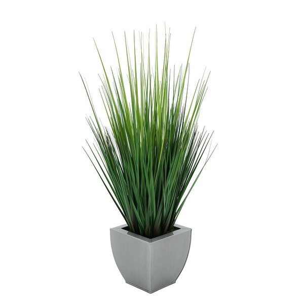 Faux PVC Grass in Tapered Zinc Planter