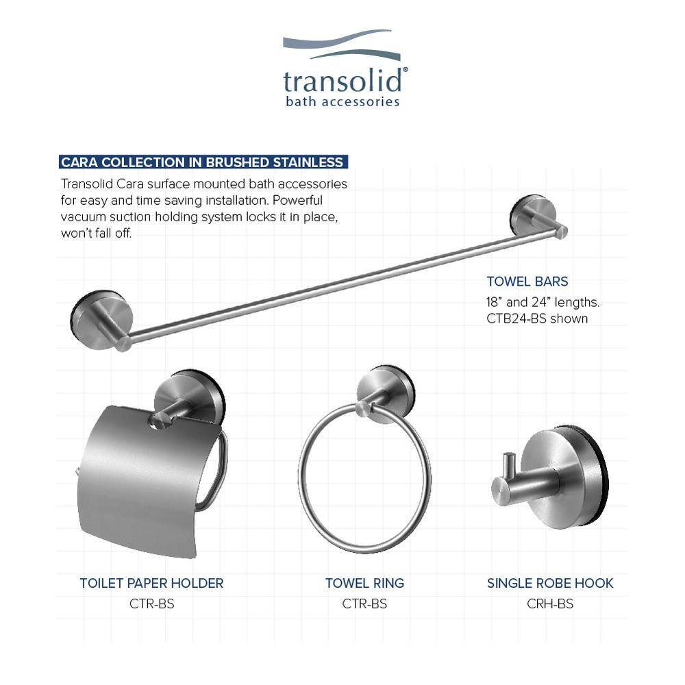 Transolid Cara Single Robe Hook in Brushed Stainless CRH-BS