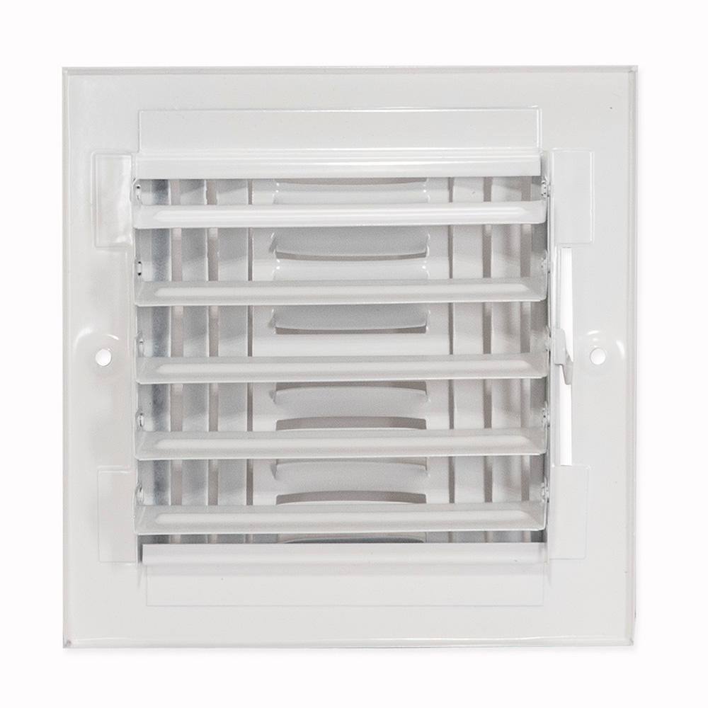 EZ-FLO 7-34 in x 7-34 in 4-Way Steel WallCeiling Register White 61618