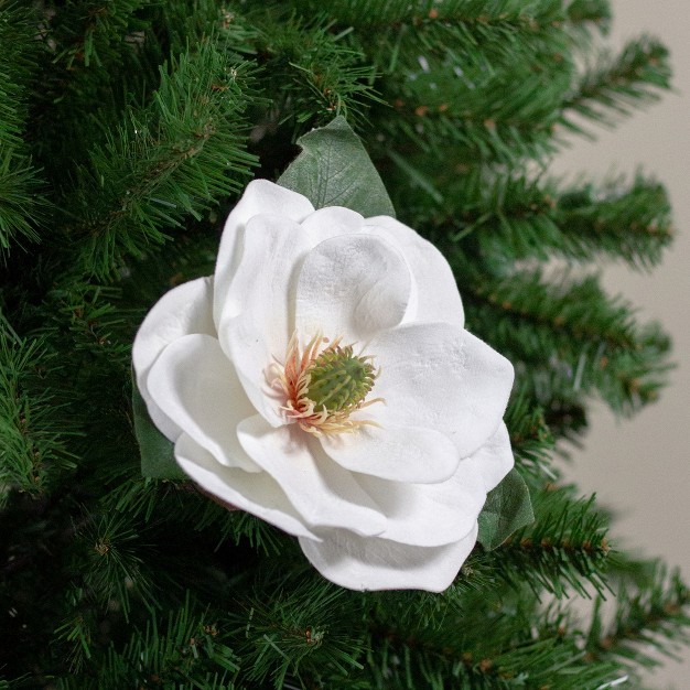 White And Green Artificial Magnolia Christmas Stem Decor