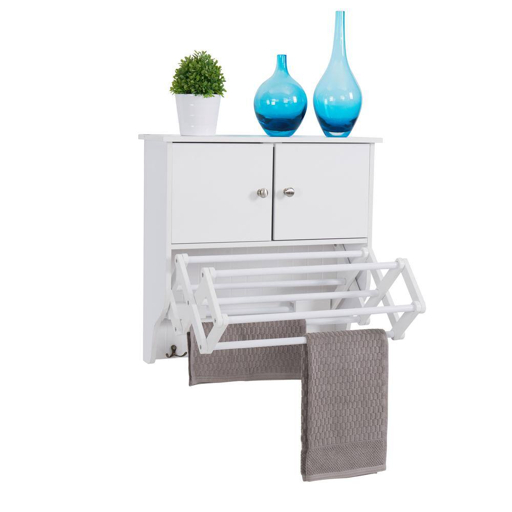 DANYA B Accordion White Extendable Drying Rack with Cabinet BQ1082