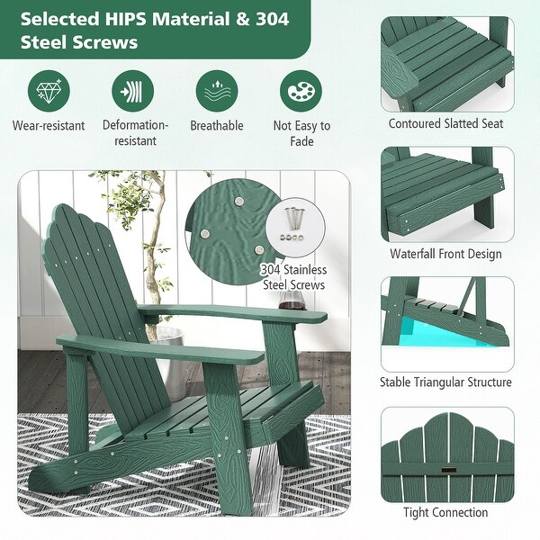 Gymax Patio HIPS Outdoor Weather Resistant Slatted Chair Adirondack