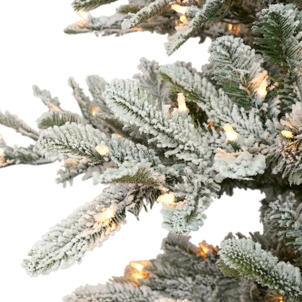 7.5' Flocked Aspen Green Fir Artificial Tree Color Select LED