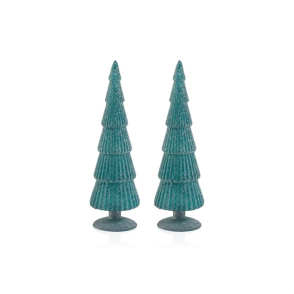 Amaryllis 13.5 Glass Tree on Glitter Base，Set of 2