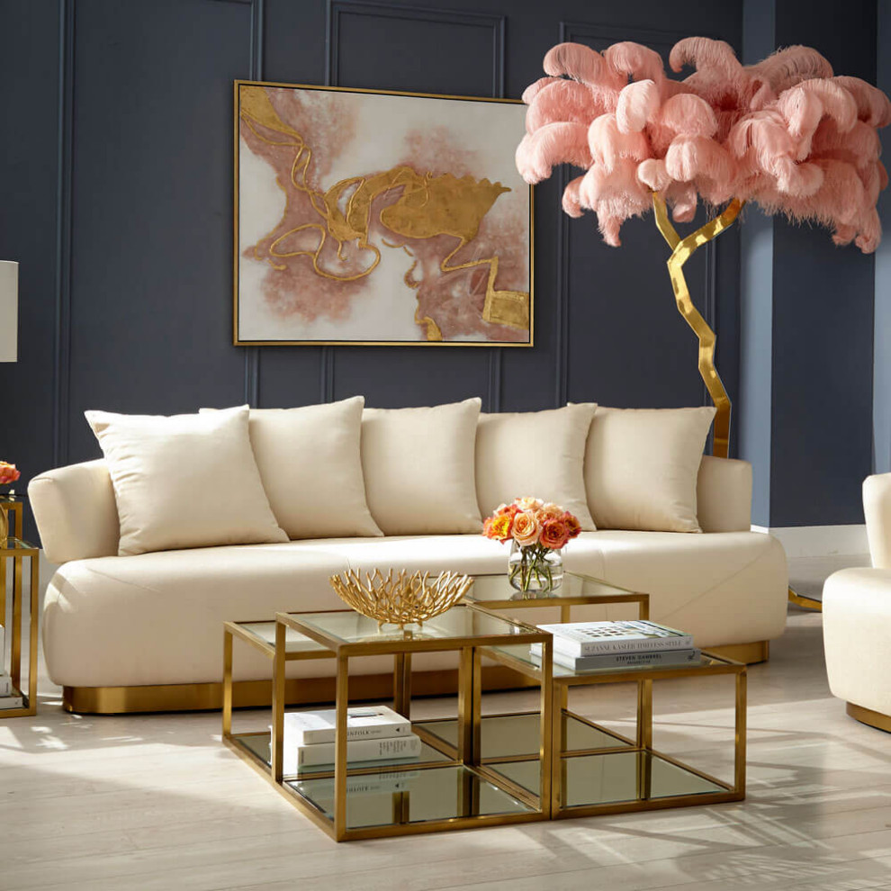 Multi Level Gold Coffee Table Gold and Mirror   Contemporary   Coffee Tables   by HomeCraftDecor  Houzz