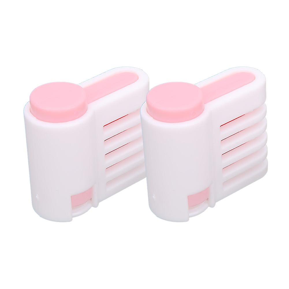 2Pcs MultiFunctional DIY Cake Bread Cutter Slicing Guide Tool Home Kitchen Accessory(White and Pink 52036C )