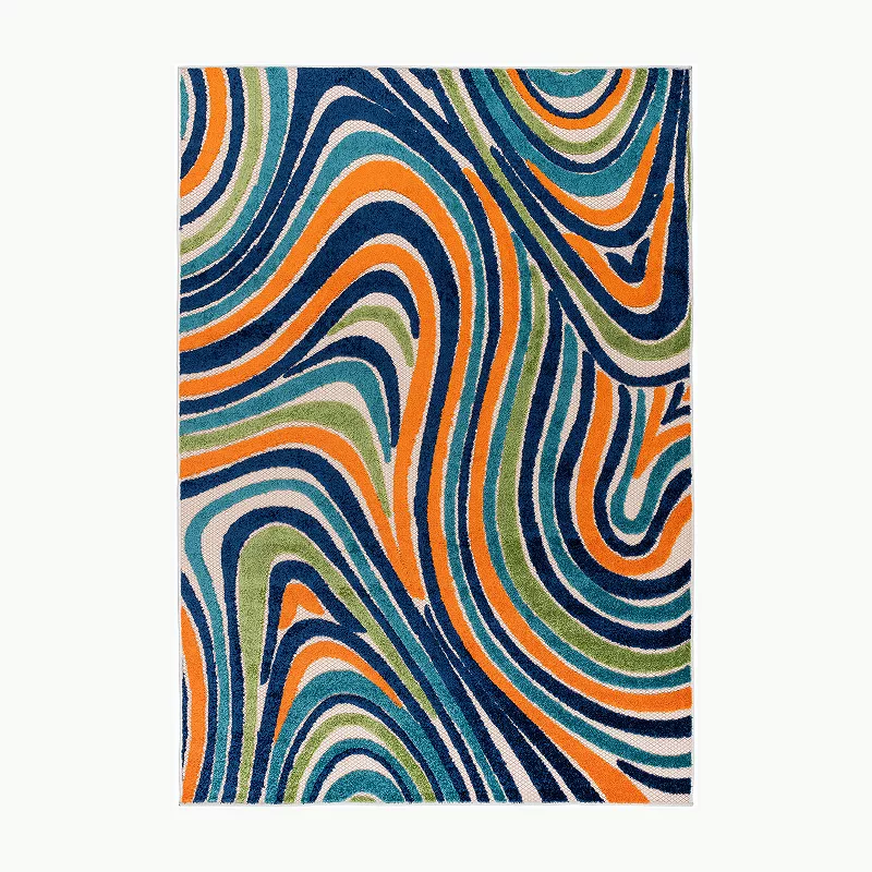 World Rug Gallery Modern Waves Indoor Outdoor Rug