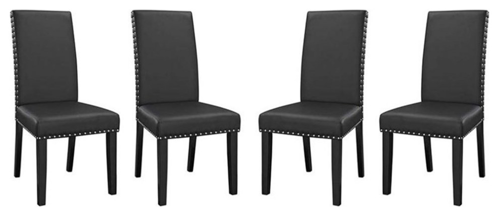 Modway Parcel 19.5 quotFaux Leather Dining Side Chair in Black (Set of 2)   Transitional   Dining Chairs   by Homesquare  Houzz