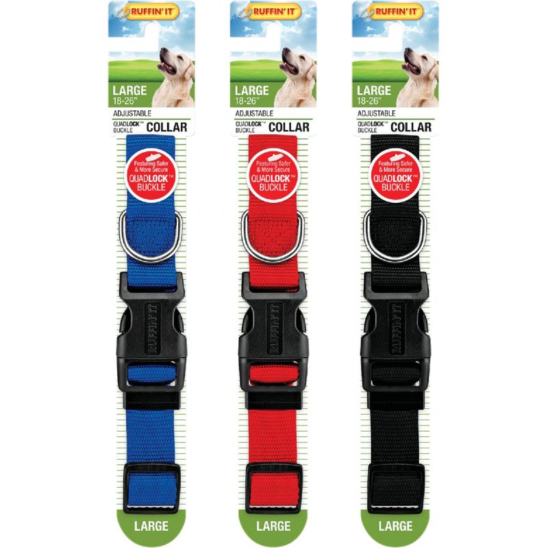 Westminster Pet Ruffinand#039 it Adjustable Nylon Dog Collar Black Red Blue