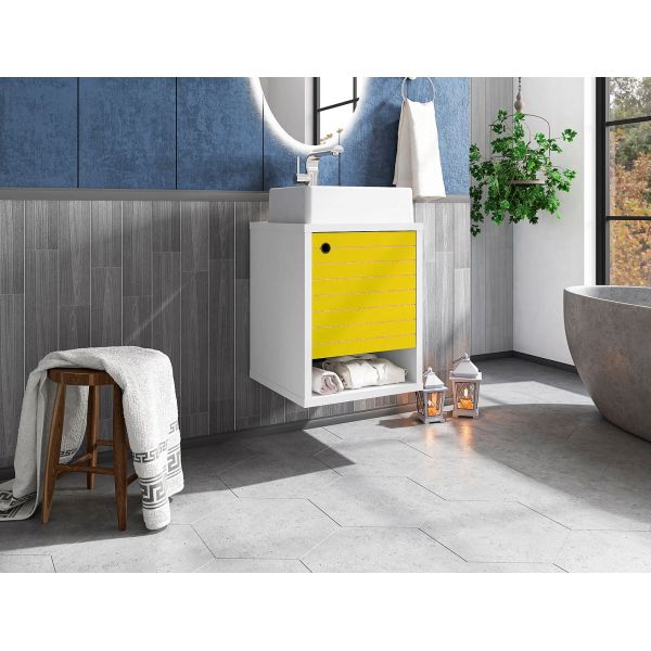 Liberty Floating 17.71 Bathroom Vanity Sink in White and Yellow