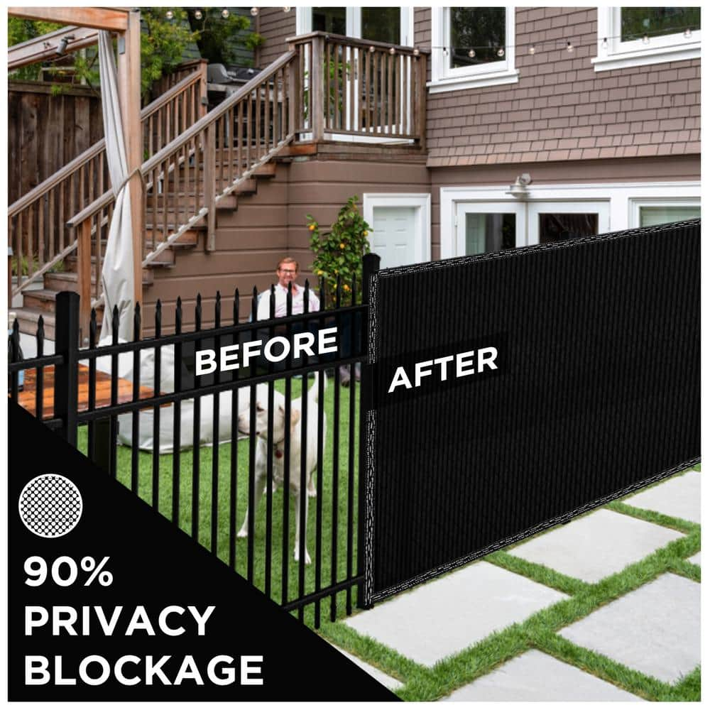 BOEN 12 ft. X 50 ft. Black Privacy Fence Screen Netting Mesh with Reinforced Eyelets for Chain link Garden Fence PN-30071