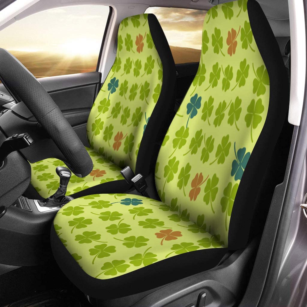 KXMDXA Set of 2 Car Seat Covers Green Carpet Four Leaf Clover Celebration Collection Endless Erin Universal Auto Front Seats Protector Fits for Car，SUV Sedan，Truck