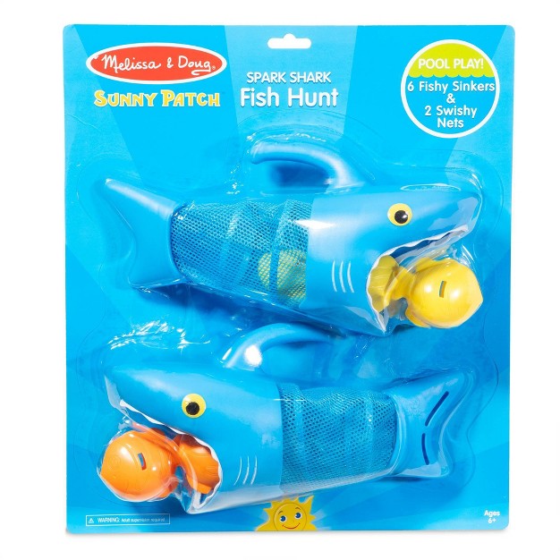 Melissa amp Doug Sunny Patch Spark Shark Fish Hunt Pool Game With 2 Nets And 6 Fish To Catch