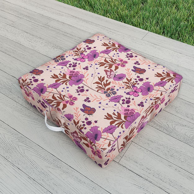 Schatzi Brown Free Spirit Butterfly Ivory Outdoor Floor Cushion Deny Designs