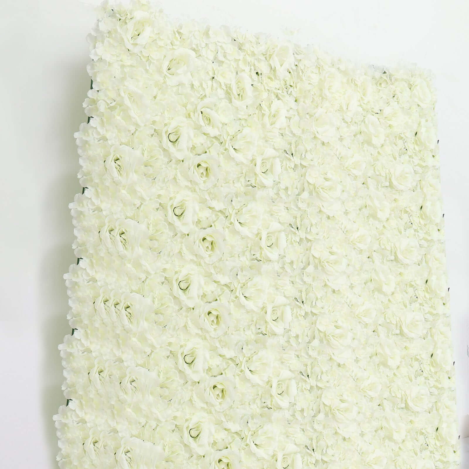 Cream 3D Silk Rose and Hydrangea Flower Wall Mat Backdrop - 4 Artificial Panels 11 Sq ft.