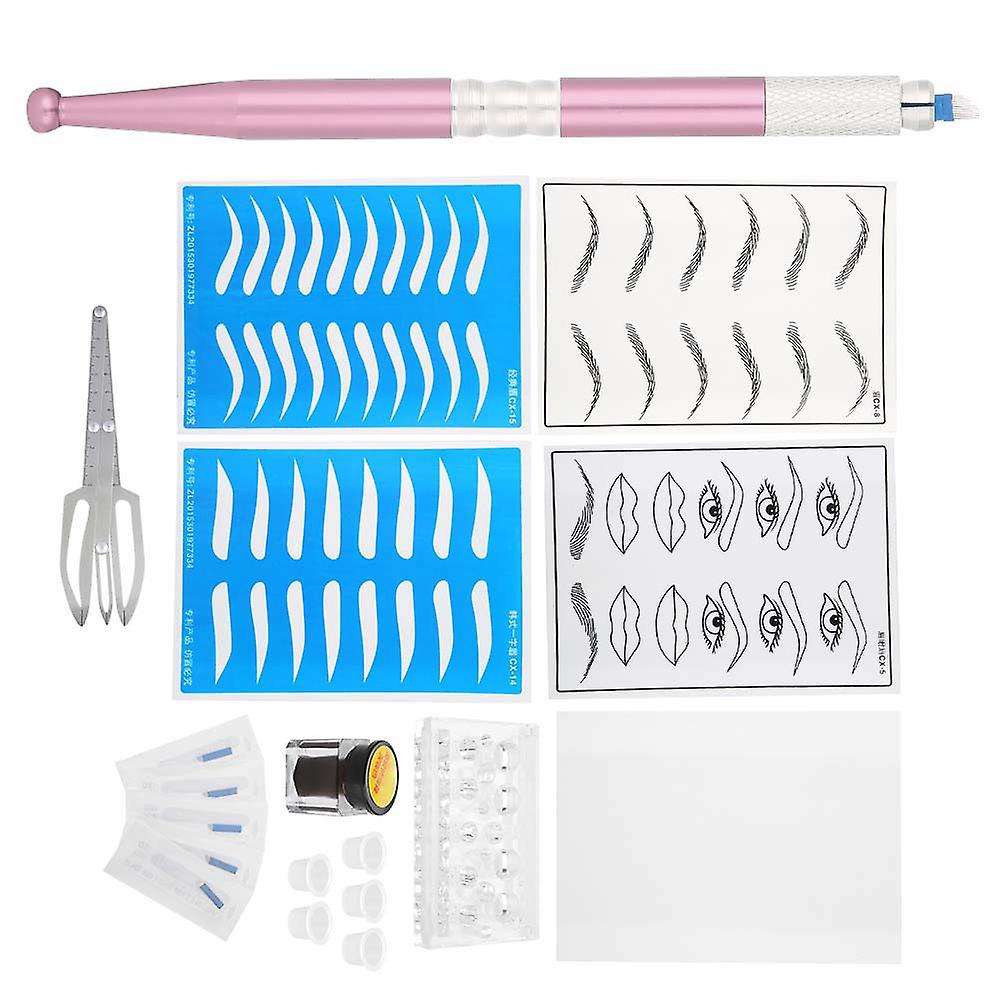 Microblading Eyebrow Tattoo Kit Practice Skin Needle Pigment Ring Cup Tattoo Set 5#